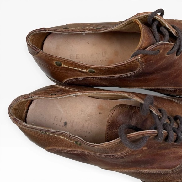 Bed Stu Brass Studded Wingtip Oxfords Men\'s Size 11.5 Brown Leather Dress Shoes